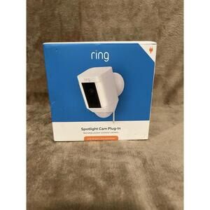 Ring Spotlight Cam Wi-Fi Wired Plug-In Outdoor Security Video Camera White